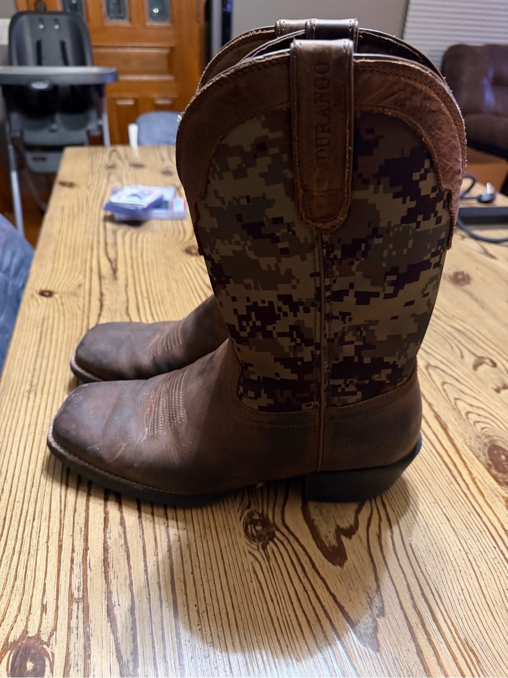 DURANGO Men’s Brown Leather Western Boot with Digital Camo Shaft